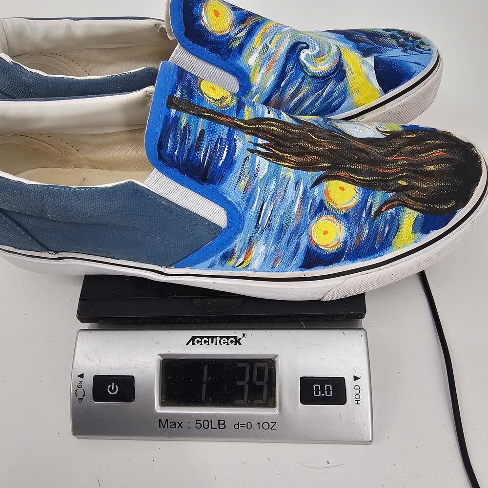 Handpainted Van Gogh Starry Night Slip On Canvas Shoe EU 41 US 10 Wearable Art - Picture 7 of 7